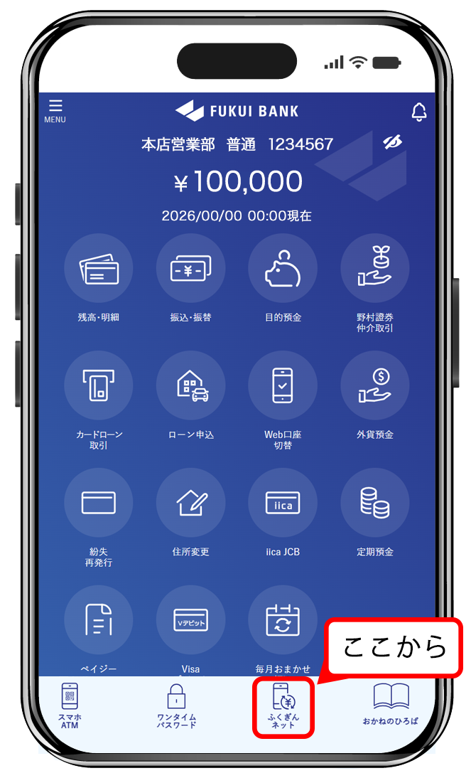 アプリふくぎんネットボタン