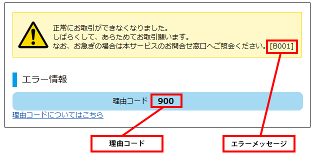 エラー表示について メッセージ番号 理由コード一覧 よくある質問 Faq インターネットバンキング ふくぎんネット 個人のお客さま 福井銀行